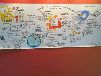 Die Ideensammlung der Parteitagsdelegierten von einem K�nstler umgesetzt. Die Kommission \