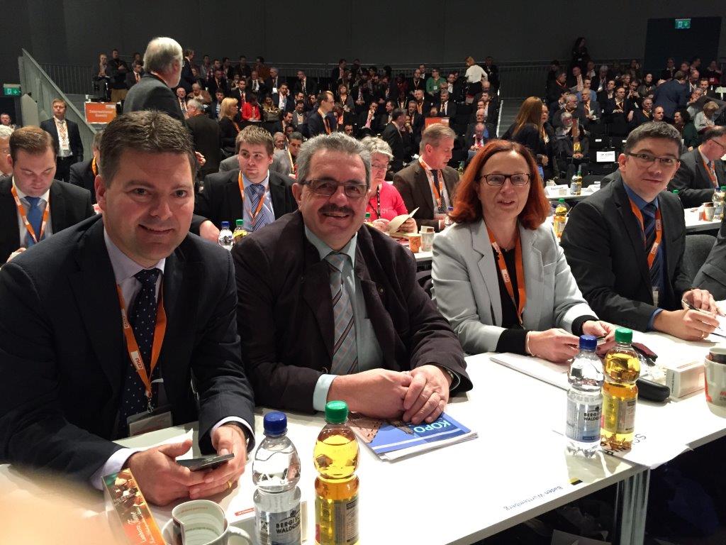 Auf dem Bundesparteitag in Kln (vlnr): Dr. Andreas Schwab MdEP, Karl Rombach MdL, Marianne Schiller und Mathias Schleicher