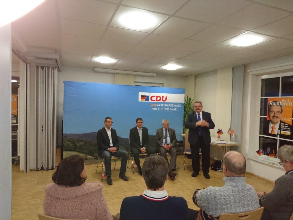 v.l.n.r.: Holger Tranzer, Mathias Schleicher, Thomas Blenke MdL, Karl Rombach MdL